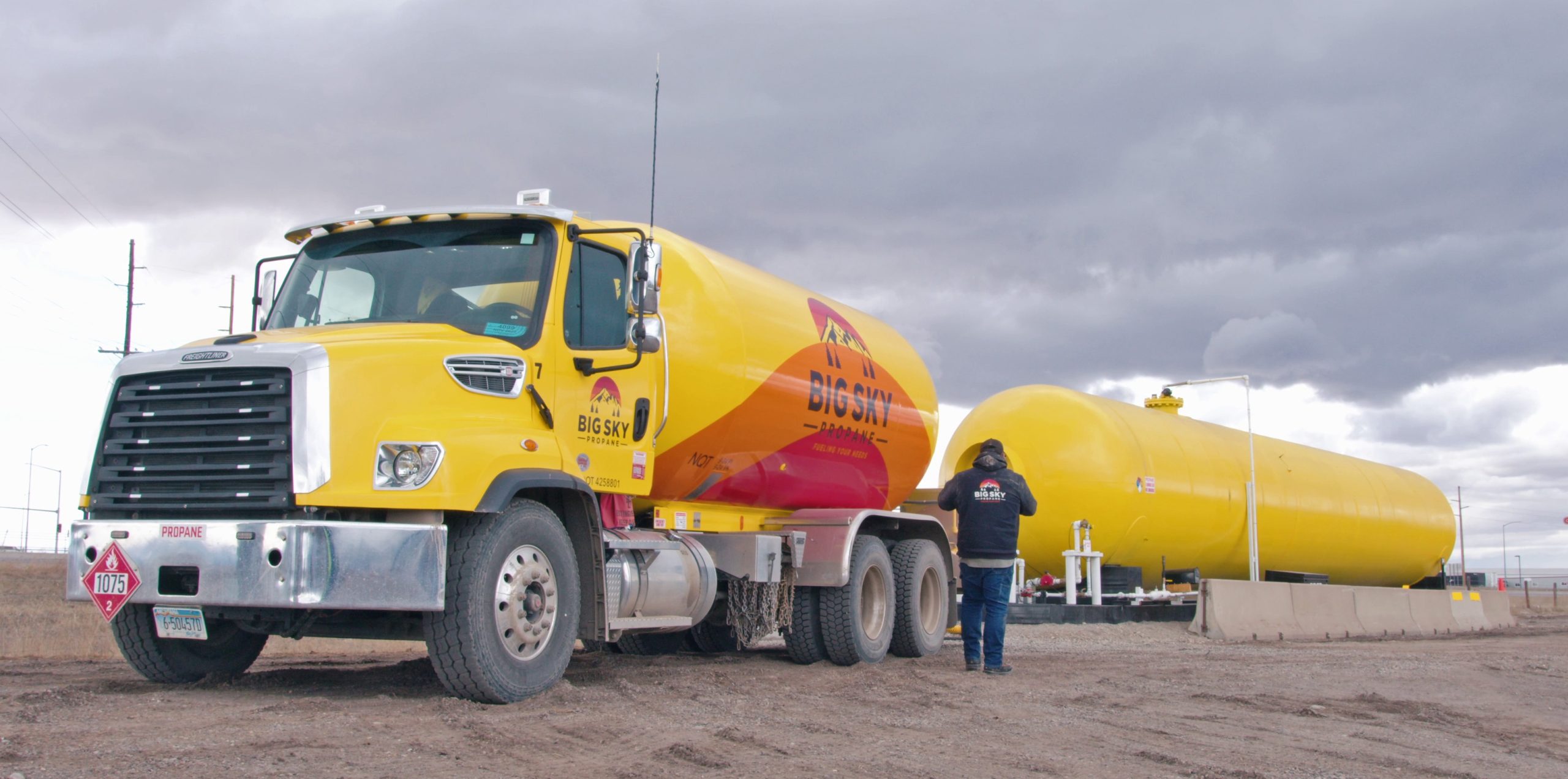 Big Sky Propane truck and yellow tank